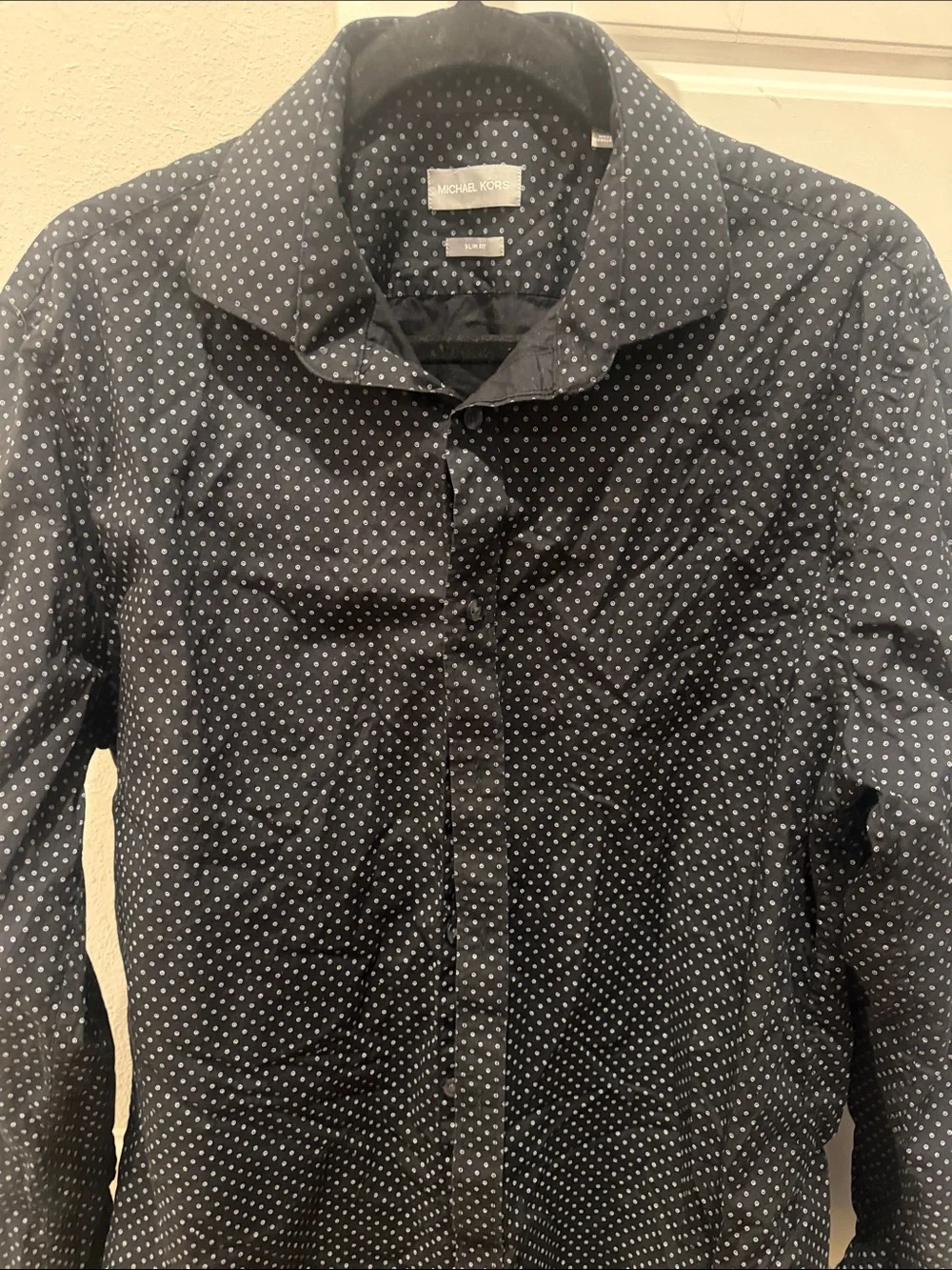 Michael Kors Black Button-Up Lightweight Jacket with White Polka Dots